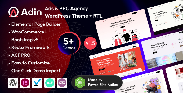 Adin – 广告和PPC机构Elementor WordPress主题