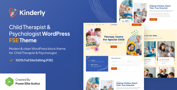 Kinderly – 儿童治疗师和心理学家FSE WordPress主题