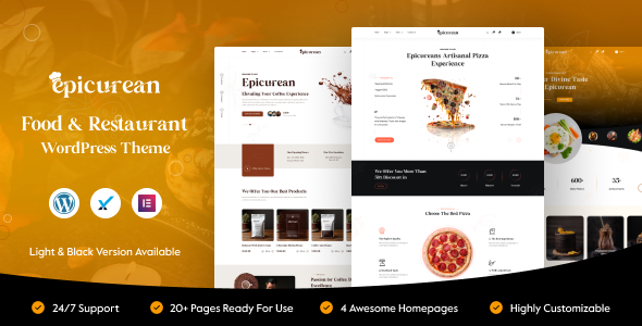 Epicurean – 食品和餐厅Elementor WordPress主题