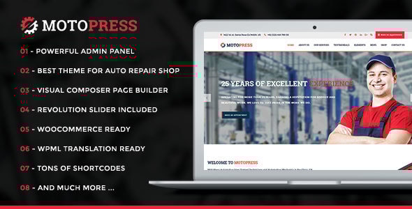 MotoPress – 汽车修理和机械店WordPress主题