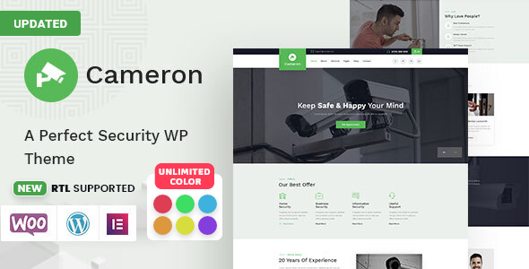 Cameron – 家庭自动化，CCTV和安全WordPress主题+ RTL