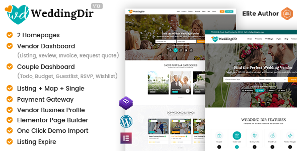 WeddingDir – 供应商/供应商的目录和列表WordPress主题