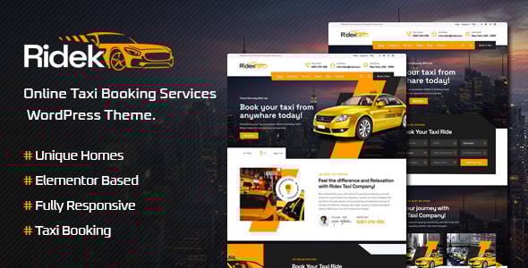 Ridek – 在线出租车预订服务 WordPress 主题