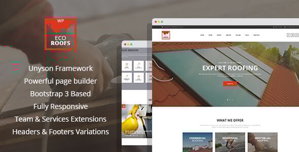 Eco Roofs – 房屋顶部修复和翻新WordPress主题
