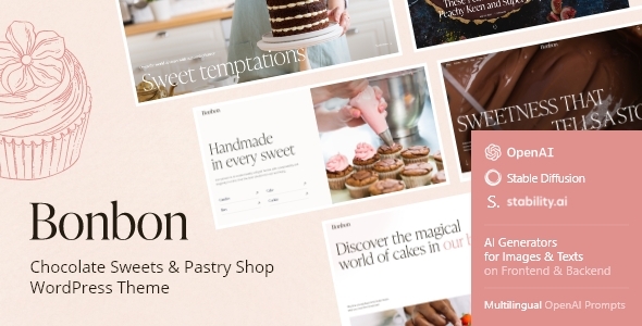 Bonbon – 巧克力和糕点店WordPress主题+ AI