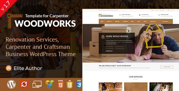 Wood Works – 木匠和工匠商业 WordPress 主题