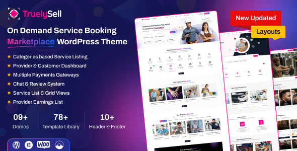 Truelysell – 按需服务预订市场 WordPress 主题