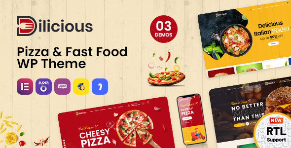 Dilicious – 披萨和快餐WordPress主题 + RTL