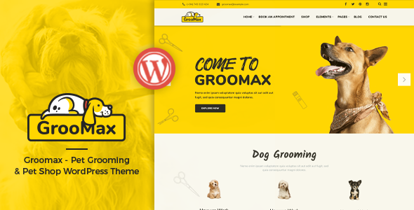 Groomax – 宠物美容和商店WordPress主题