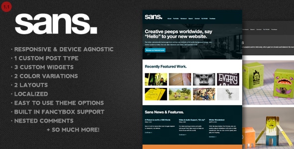 Sans – 响应式投资组合 WordPress 主题