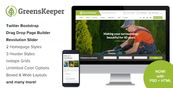 GreensKeeper – 园艺与园林绿化响应式WordPress主题