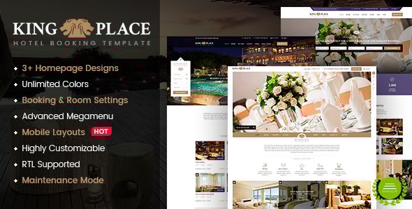 KingPlace – 酒店预订、水疗和度假村WordPress主题（移动布局就绪）