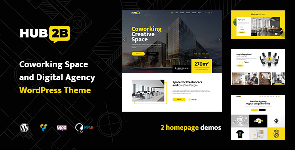 Hub2B – 共享办公空间和数字代理 WordPress 主题