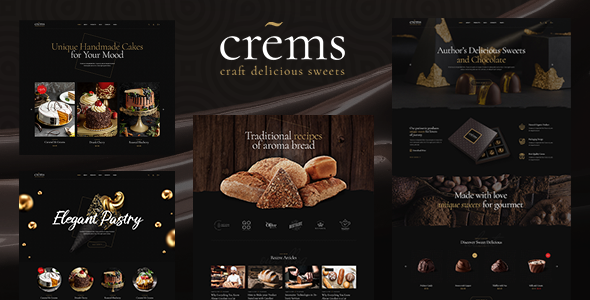 Crems – Bakery, Chocolate Sweets  Pastry WordPress Theme