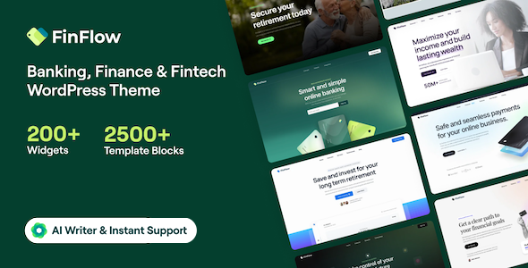 FinFlow – Banking, Finance  Fintech WordPress Theme