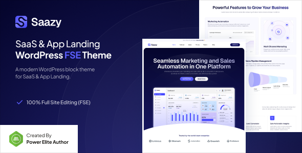 Saazy – SaaS  应用登陆页面 FSE WordPress 主题