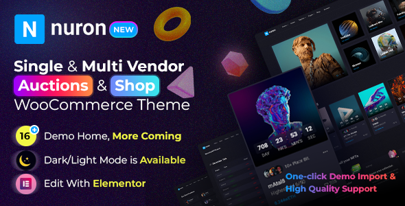 Nuron – 多供应商拍卖和NFT WooCommerce主题