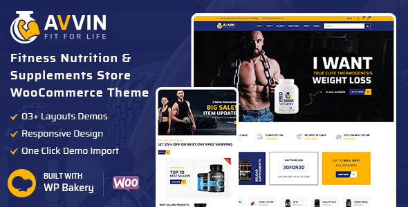 Avvin – 健身营养和补充剂商店 WooCommerce 主题