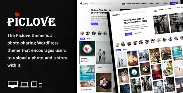 Piclove – 博客和照片下载 WordPress 主题