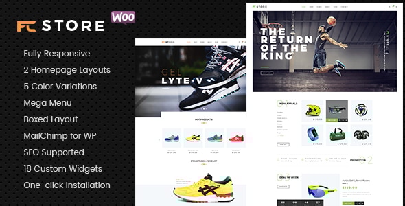 FcStore – 运动、健身和健身房 WooCommerce WordPress 主题