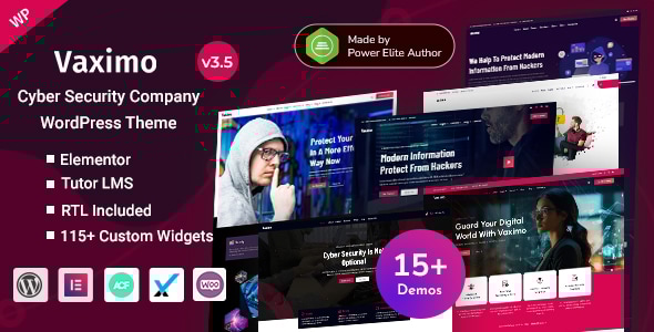 Vaximo – 网络安全公司和在线培训Elementor WordPress主题