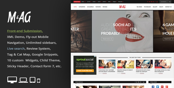 MAG = 网格杂志 / 新闻 WordPress 主题 / 前端提交