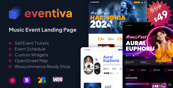 Eventiva – 音乐与乐队活动登陆页面WordPress主题