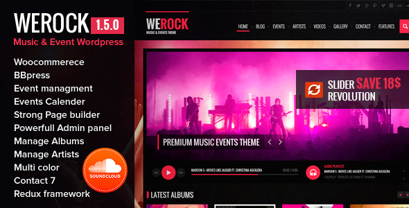 WeRock多用途音乐和活动WordPress主题