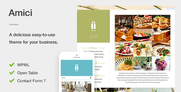Amici – 一个灵活且响应式的餐厅或咖啡馆主题，适用于WordPress