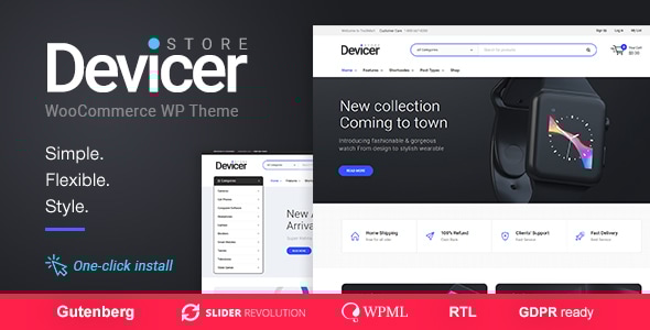 Devicer – 电子产品、移动和科技商店 WordPress 主题