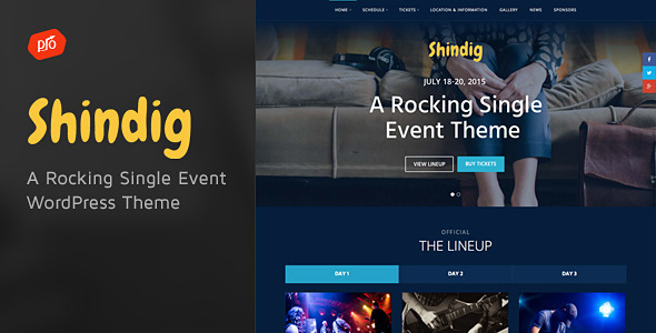 Shindig – 一个摇摆不定的单事件 WordPress 主题
