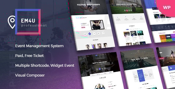 用于预订门票的活动管理 WordPress 主题 – EM4U
