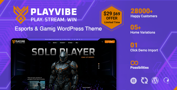 Playvibe – 电子竞技和游戏WordPress主题