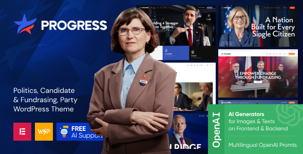 Progress – Politics, Candidate  Fundraising WordPress Theme