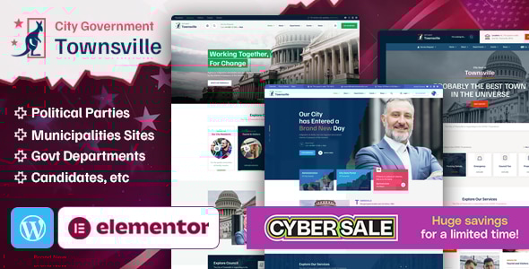 TownsVille – Political Party  Candidate WordPress Theme