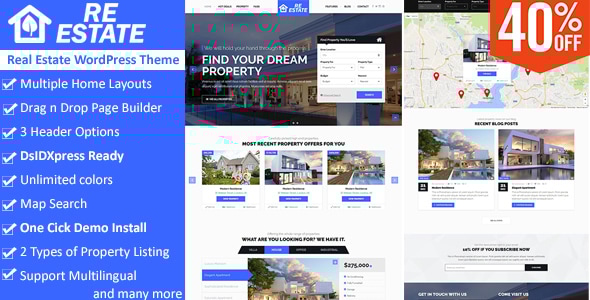ReEstate – Real Estate with MLS IDX Listing Realtor Theme