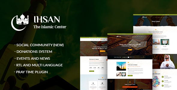 Ihsan – Islamic Prayer Center  Muslim WordPress Theme