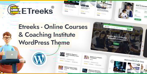 Etreeks – Online Courses  Coaching Institute Landing Page WordPress Theme