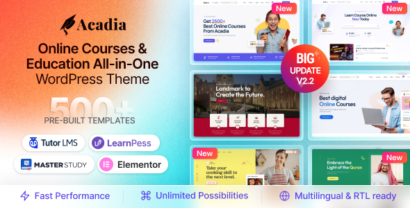 Education WordPress Theme For University  Online Course – Acadia