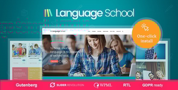 Language School – Courses  Learning Management System Education WordPress Theme