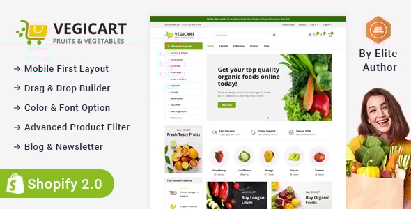 Vegicart – 有机水果和蔬菜商店Shopify 2.0响应式主题