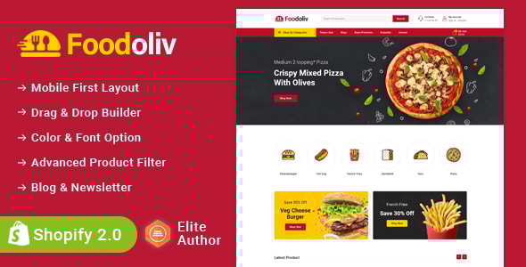 Foodoliv – 快餐店商店 Shopify 2.0 响应式主题