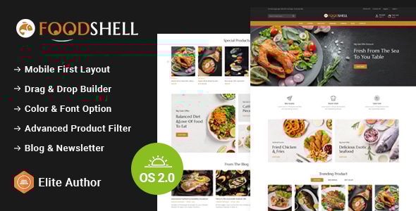 Foodshell – 海鲜餐厅商店 Shopify 2.0 响应式主题
