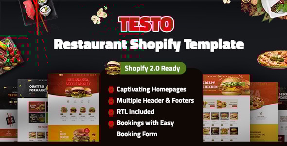Testo – 快餐咖啡馆餐厅 Shopify 主题