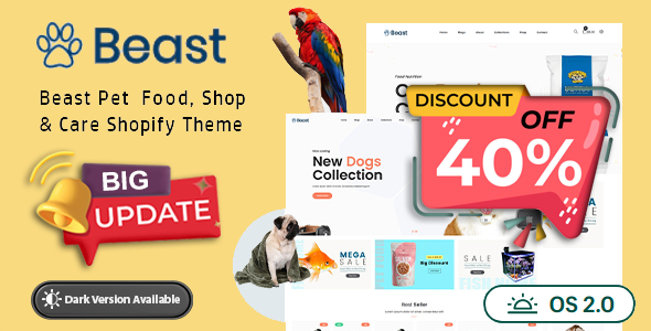 Beast – 宠物护理和宠物店 |Shopify 主题作系统 2.0