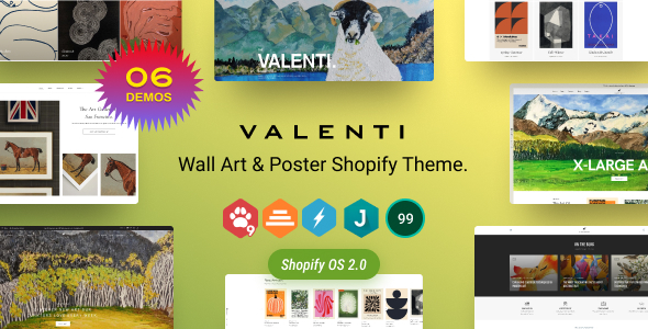 Valenti – 墙艺术和海报Shopify主题OS 2.0