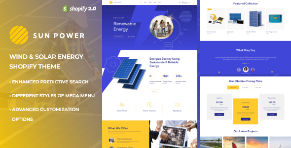 SunPower – 太阳能和风能商店Shopify主题