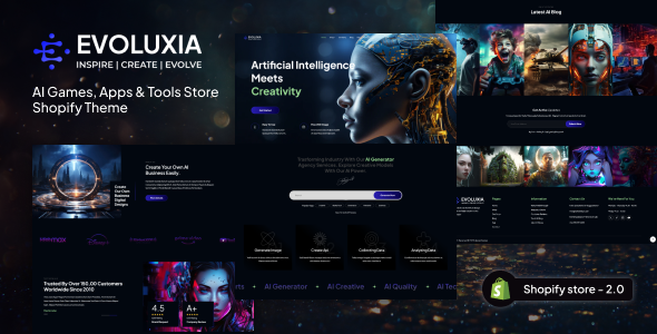 Evoluxia – AI游戏、应用和工具商店Shopify主题