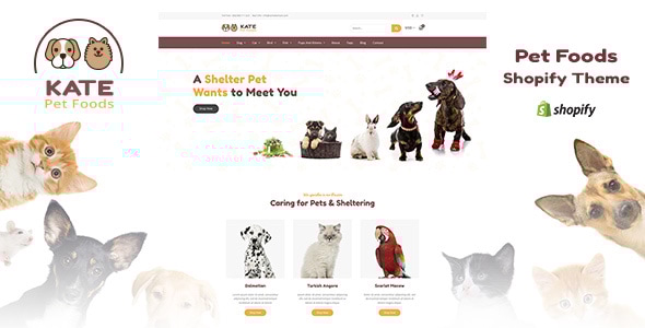 Kate – 宠物店和宠物食品 Shopify 主题