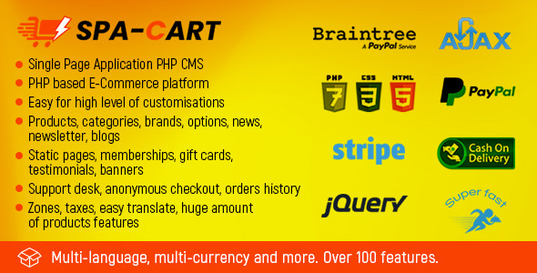 PHP SPA CMS – 单页应用程序 – SPA-Cart。功能齐全的电子商务 CMS 平台。超级快。
